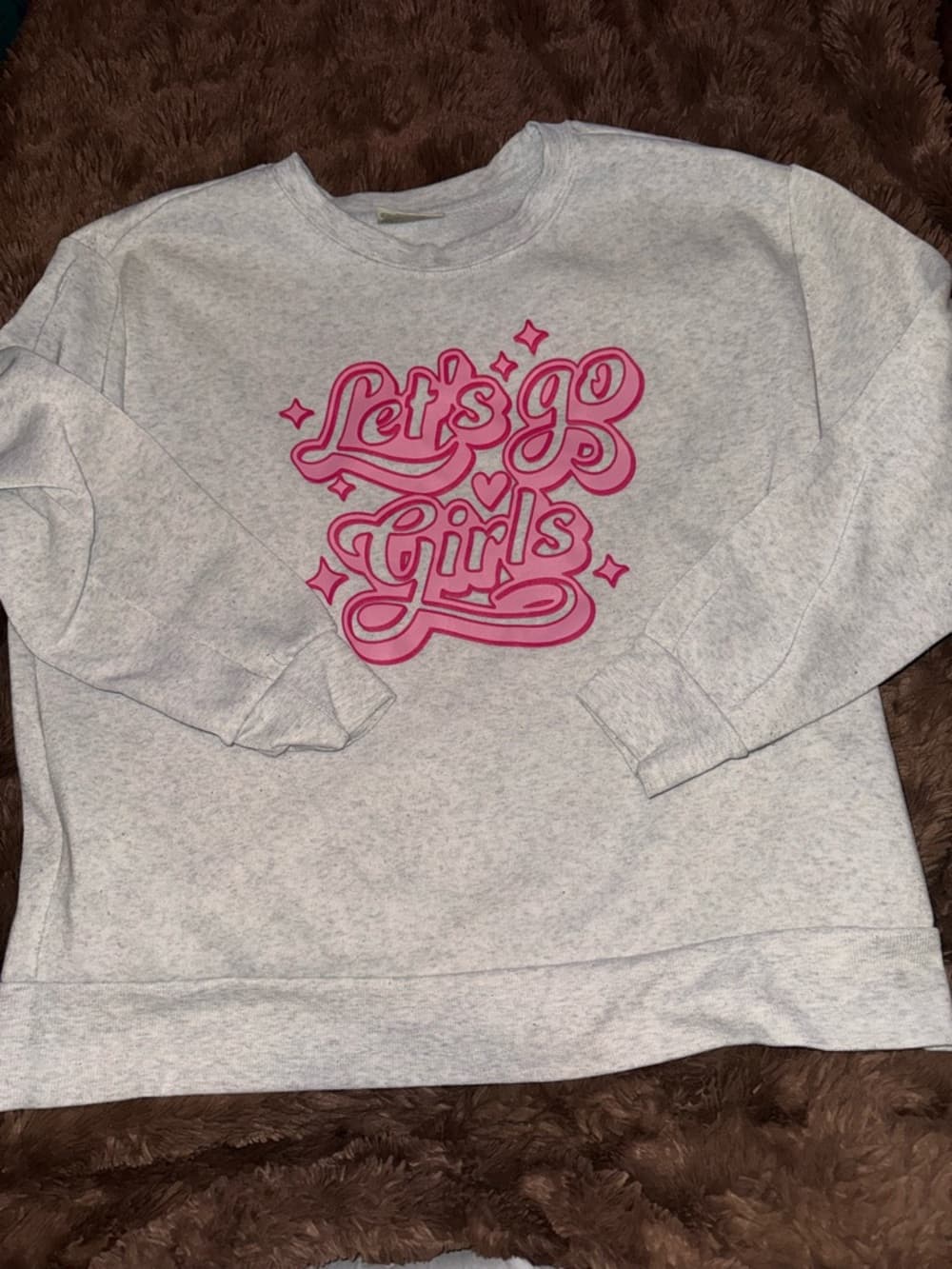 Bobbie Brooks Gray Sweatshirt with Pink "Let's Go Girls" Graphic - Thumbnail 2