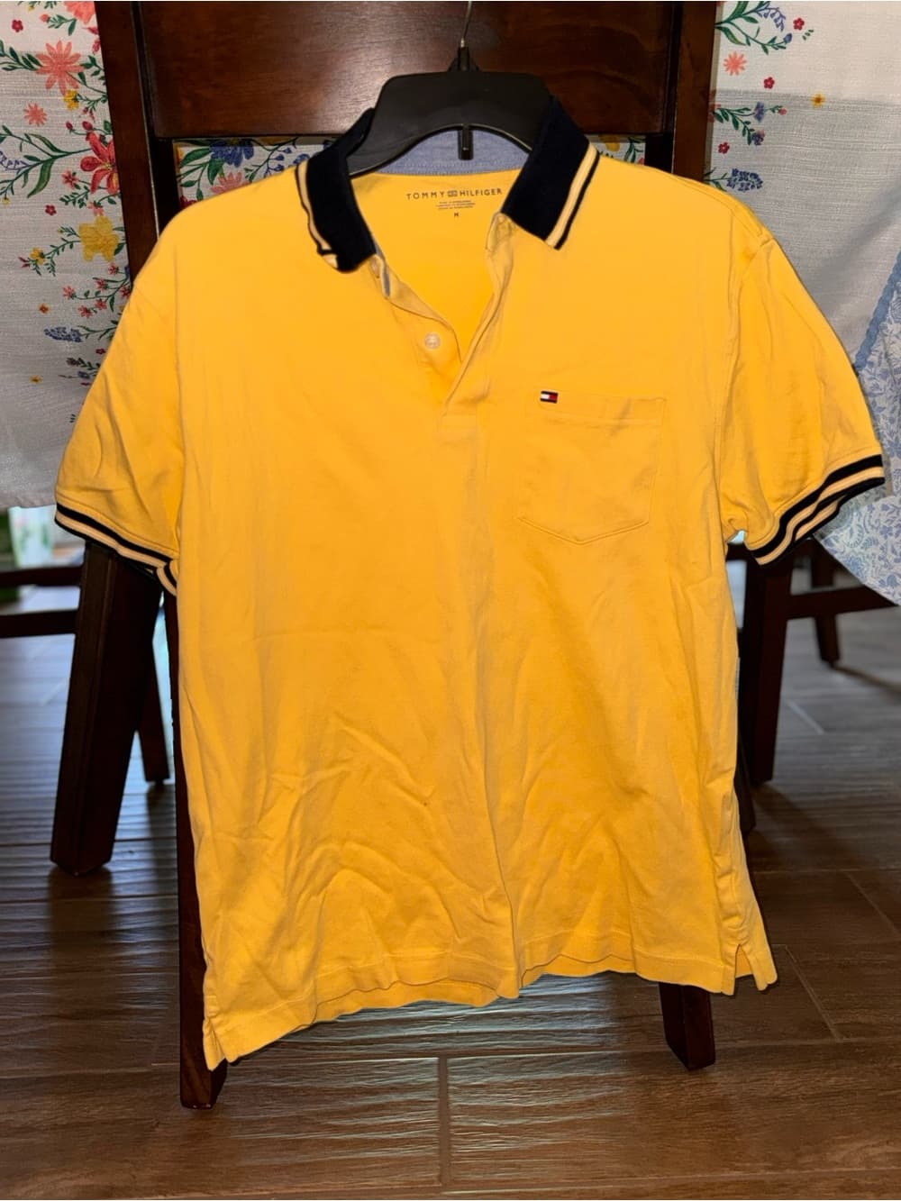 Tommy Hilfiger Yellow Polo with Navy Contrast Collar