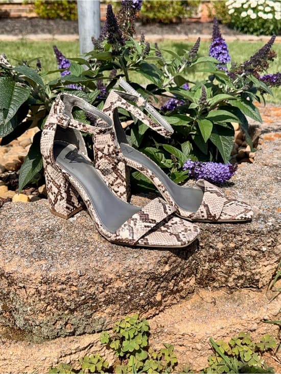Worthington Faux Snakeskin Ankle-Strap Block Heel Sandals - Women Size 8 Summer - Thumbnail 5