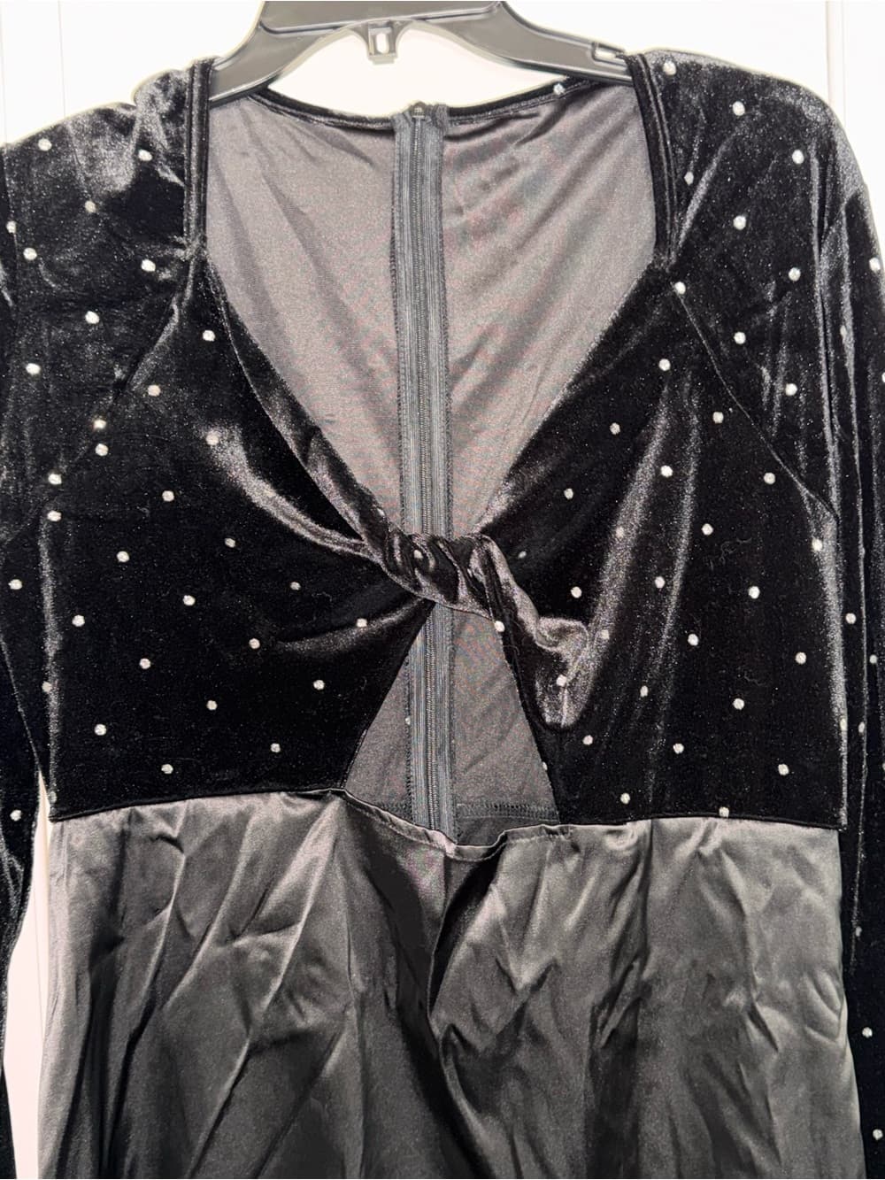 CIDER Black Velvet & Satin Mini Dress with Stud Embellishments NWT size XL