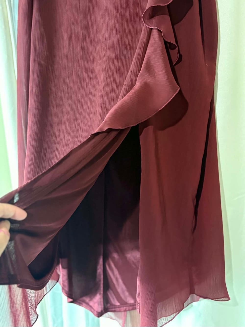 Burgundy Ruffle Midi Skirt|Formal|Casual| Summer, Spring Ruffle Skirt size 16