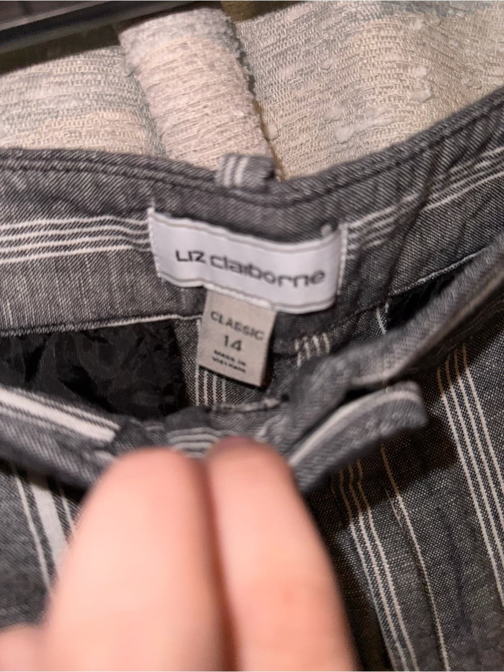 Liz Claiborne Black & White Vertical Stripe Wide Leg Pants - Thumbnail 2