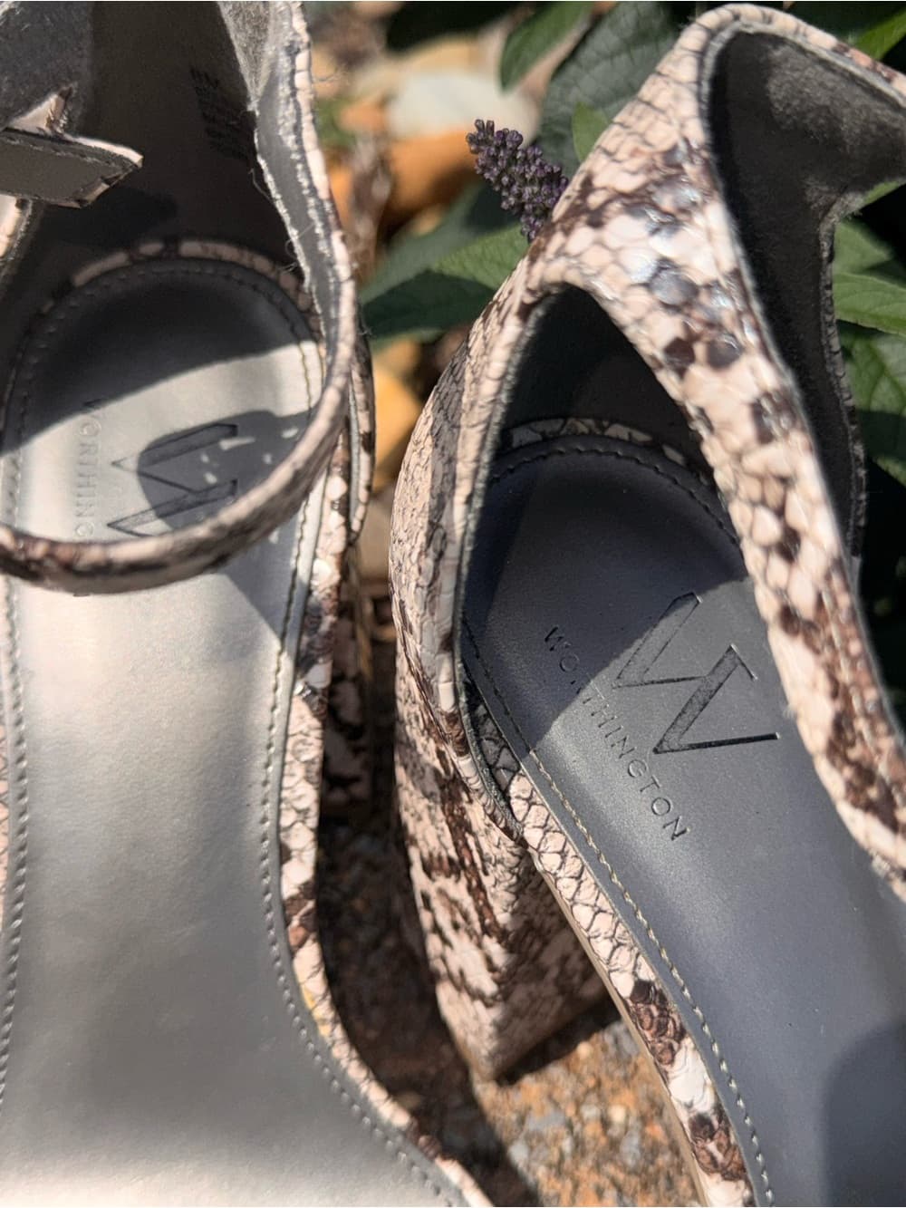 Worthington Faux Snakeskin Ankle-Strap Block Heel Sandals - Women Size 8 Summer - Thumbnail 2