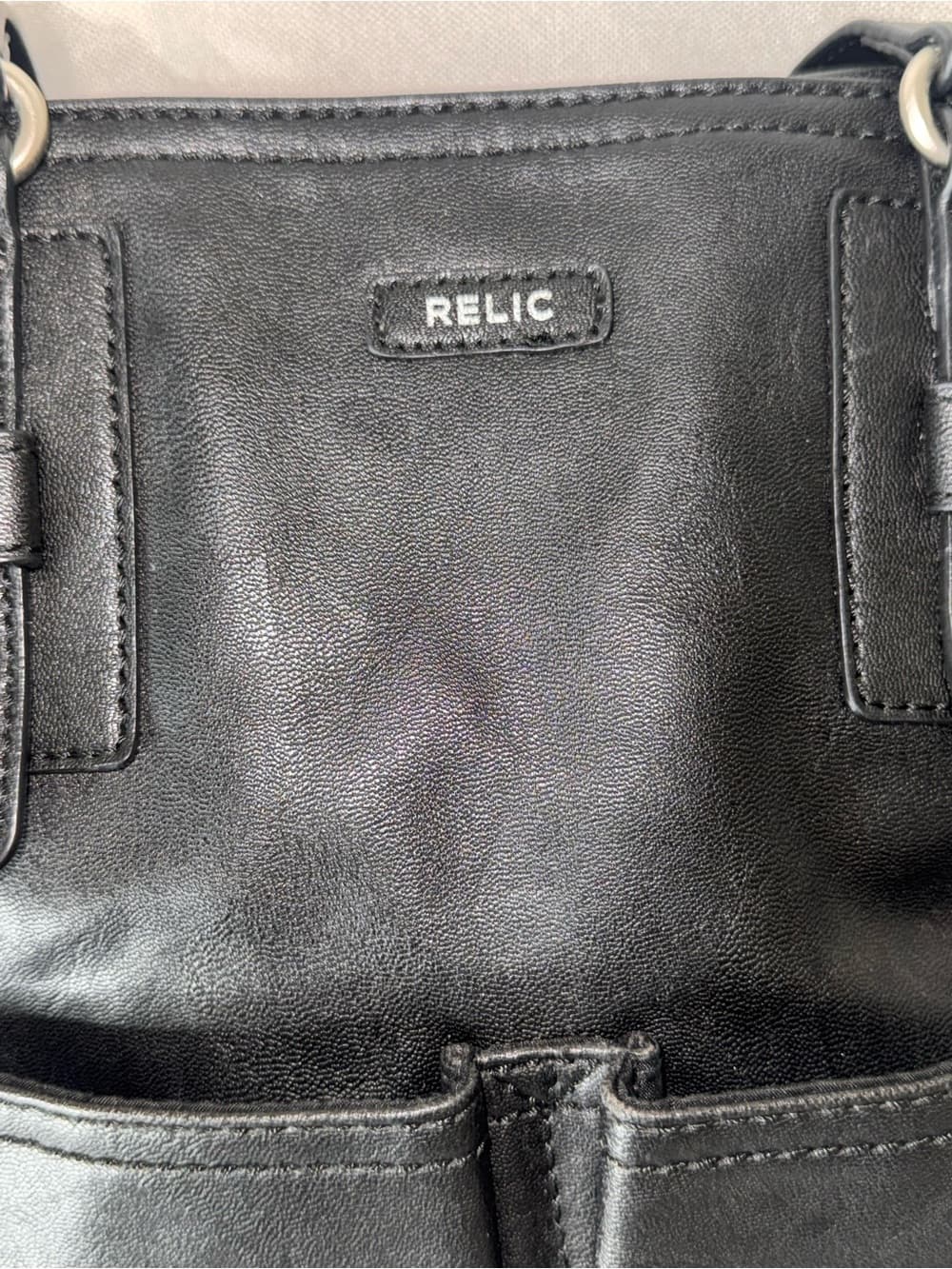 Relic Black Faux Leather Top-Handle Tote - Thumbnail 2