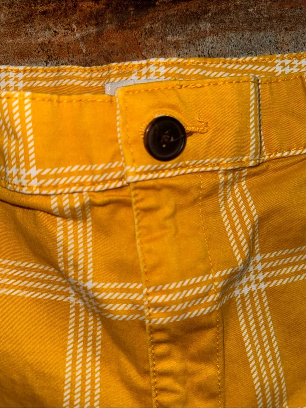 a new day Yellow Plaid Cotton Blend Jean Shorts - Thumbnail 2