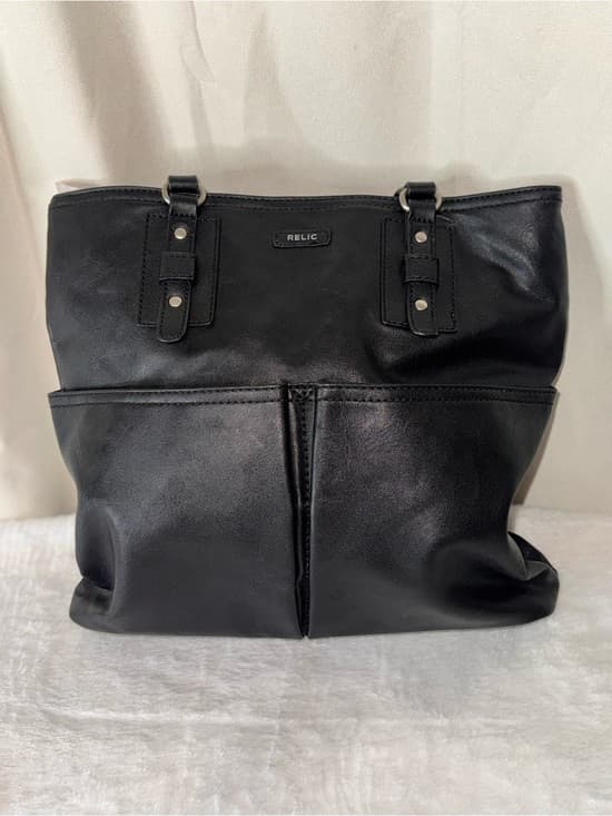 Relic Black Faux Leather Top-Handle Tote - Thumbnail 6