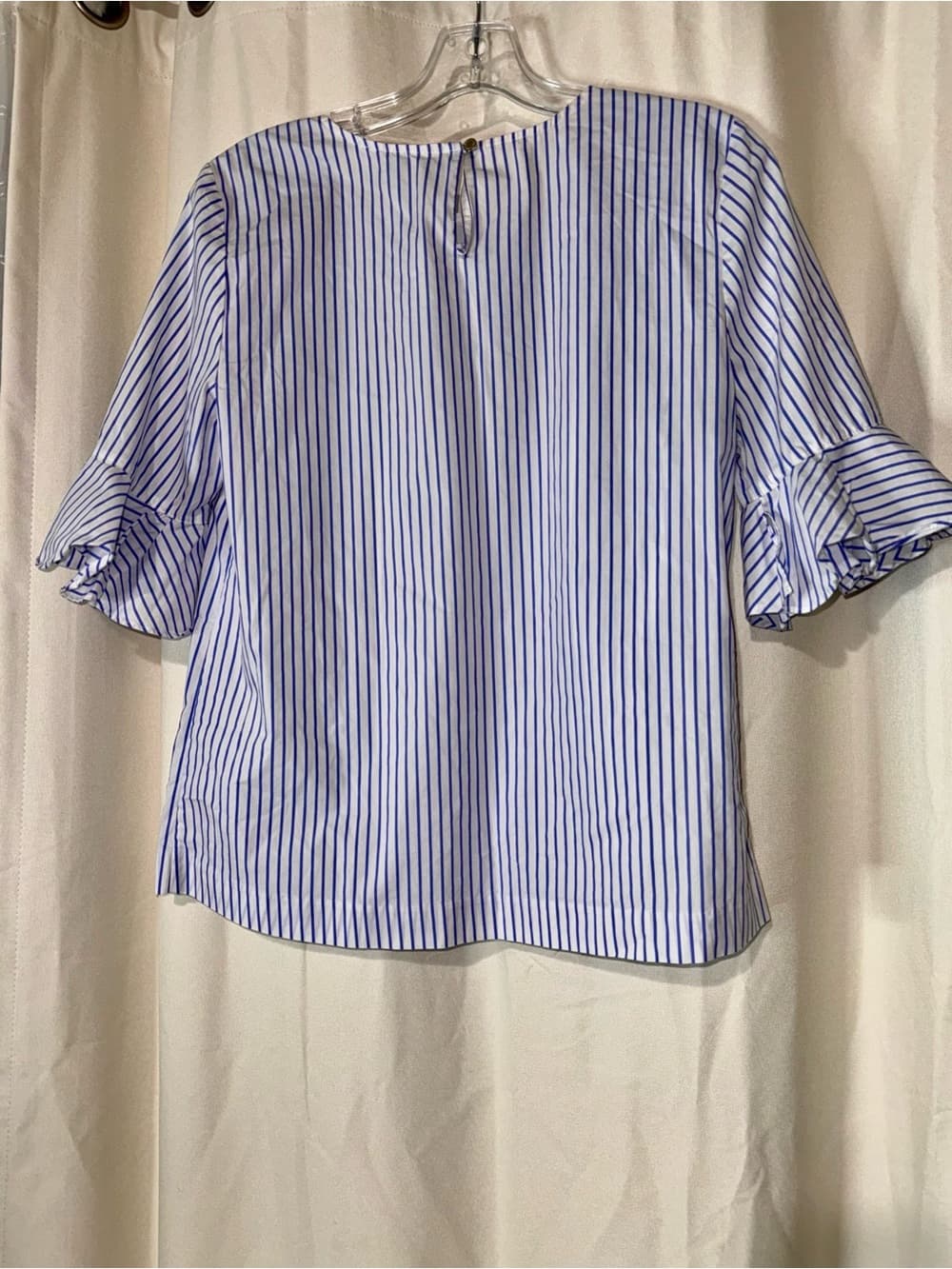 Calvin Klein White Blouse with Blue Pinstripes