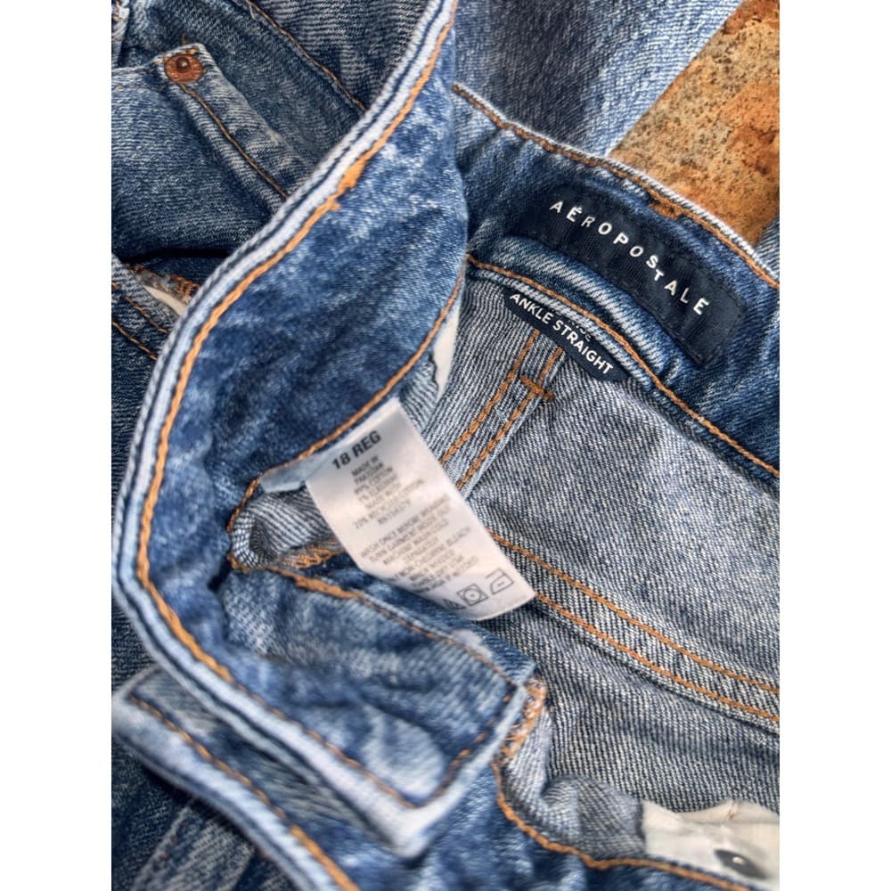Aeropostale Womens Ankle Straight Jeans Size 18 Reg Medium Wash High Rise Denim - Thumbnail 2