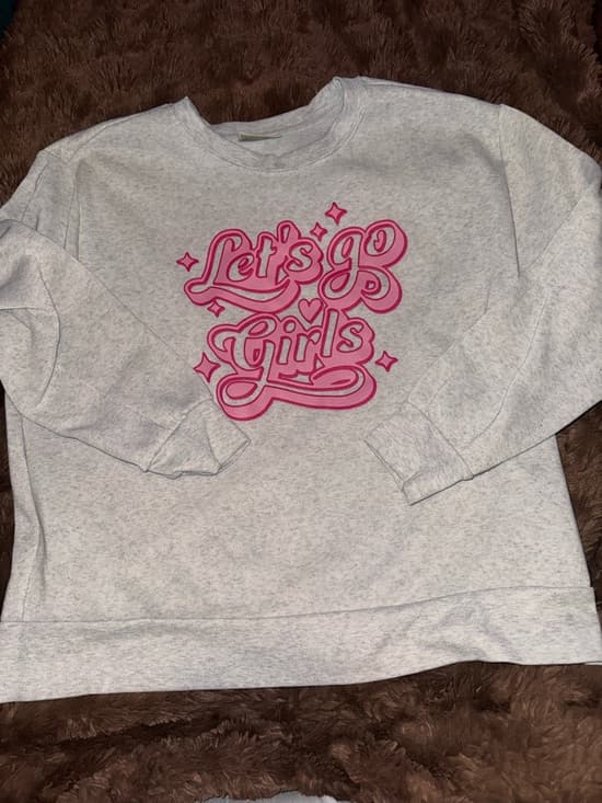 Bobbie Brooks Gray Sweatshirt with Pink "Let's Go Girls" Graphic - Thumbnail 3
