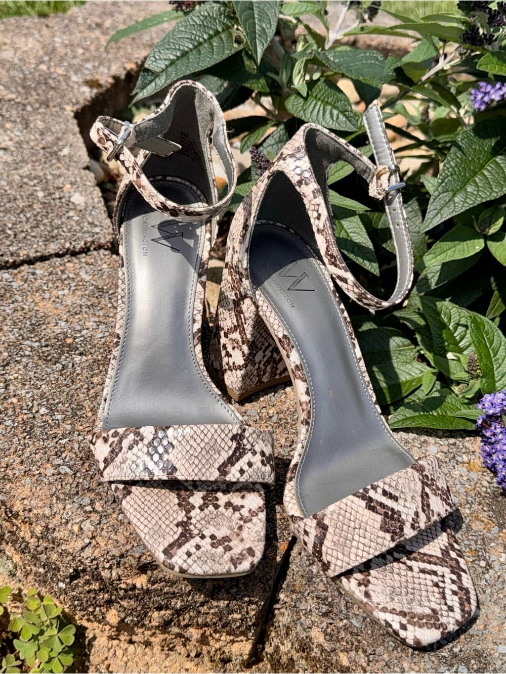 Worthington Faux Snakeskin Ankle-Strap Block Heel Sandals - Women Size 8 Summer