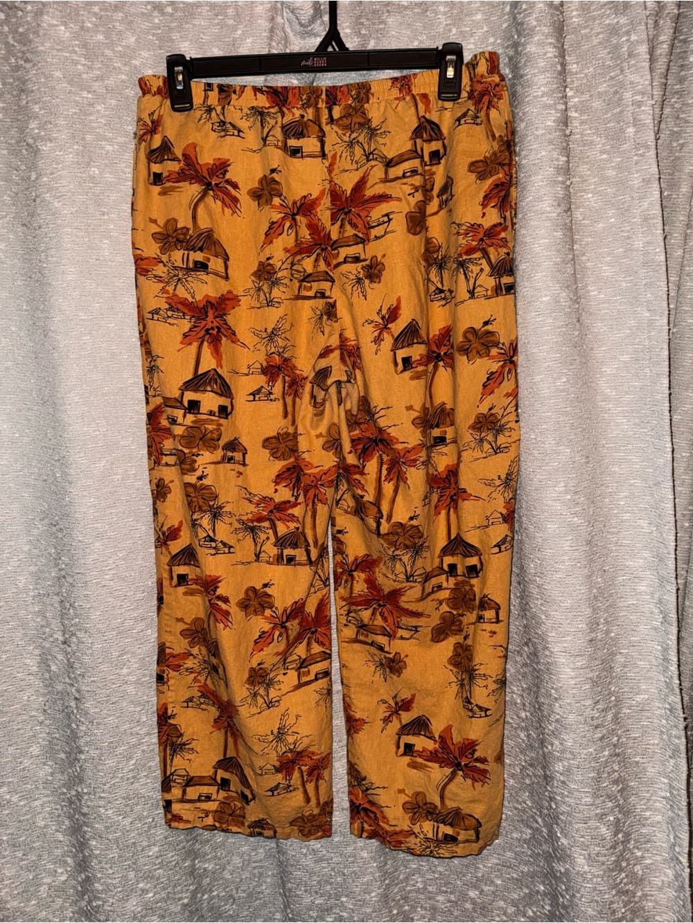 Y2K Coldwater Creek Tropical Linen Blend Pants XL Resort Coastal Grandma