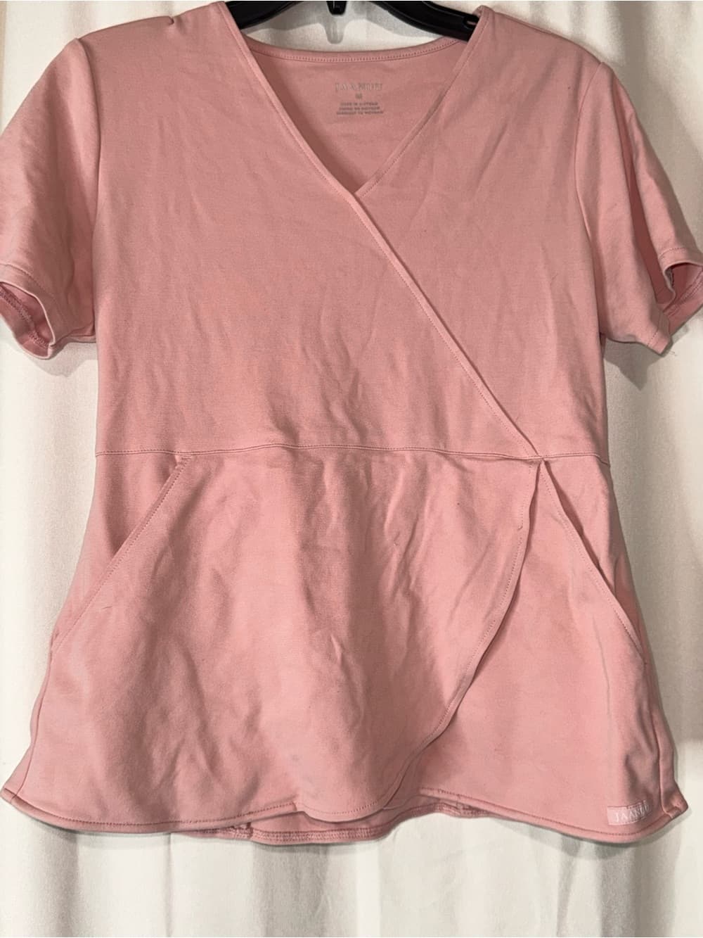 Jaanuu rose Pink Wrap-Front Women’s uniform scrub Top - Thumbnail 3