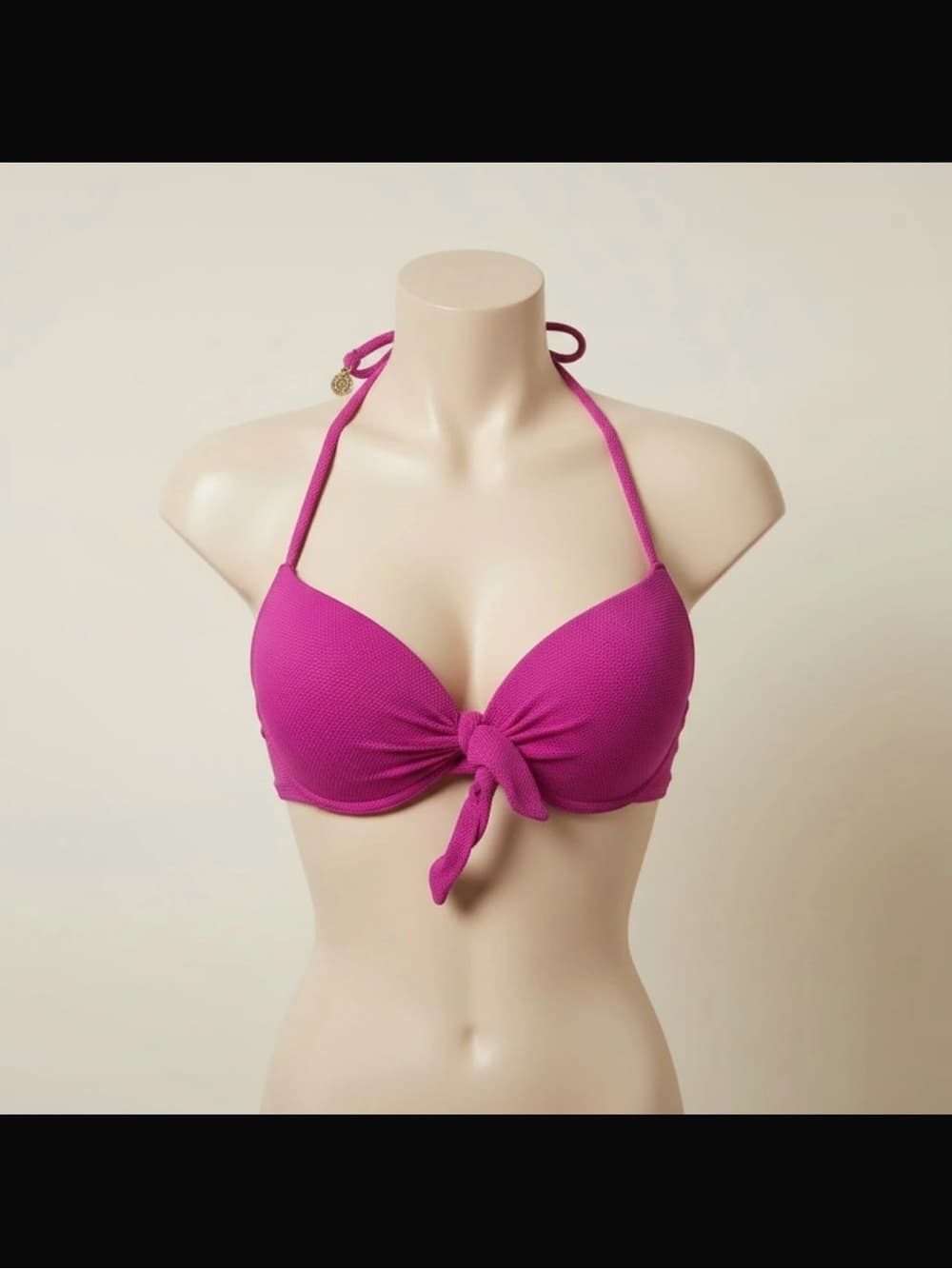 Jessica Simpson Fuchsia Tie-Front Halter Bikini Top - Thumbnail 4