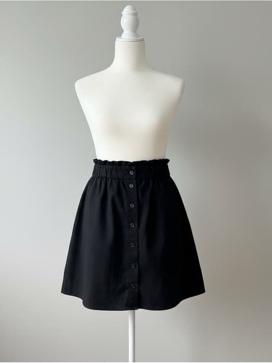LOFT Black Button-Front Skater Skirt - Thumbnail 4
