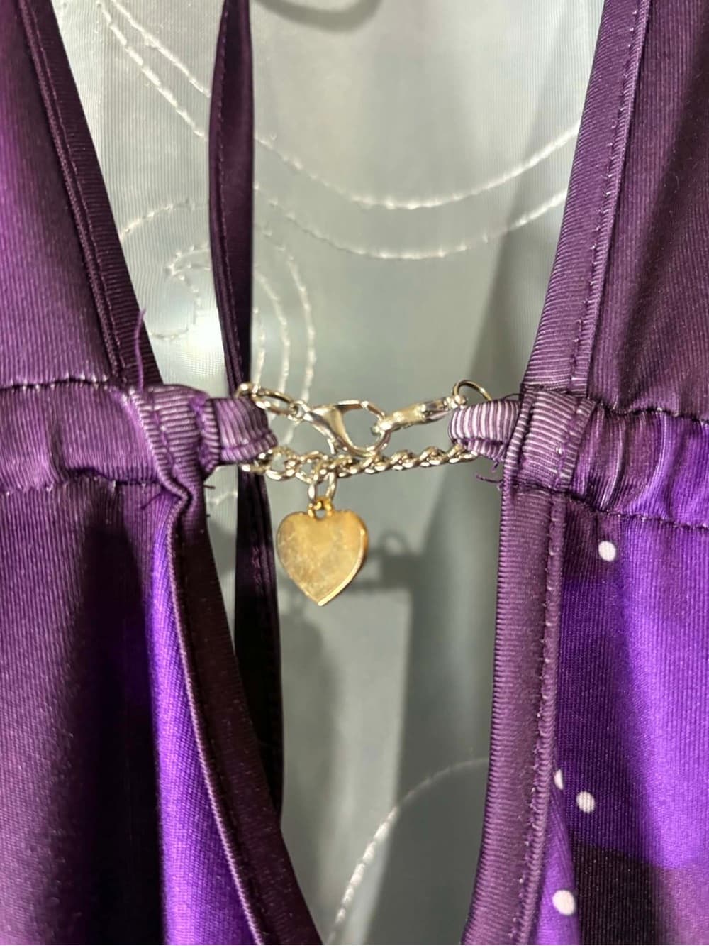 Purple Evening Halter Maxi Dress with Embellished Detail Size Medium Chest Chain