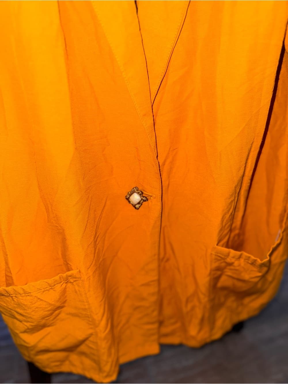 VTG Women's Lightweight Mustard Orange Blazer Jacket - Thumbnail 3