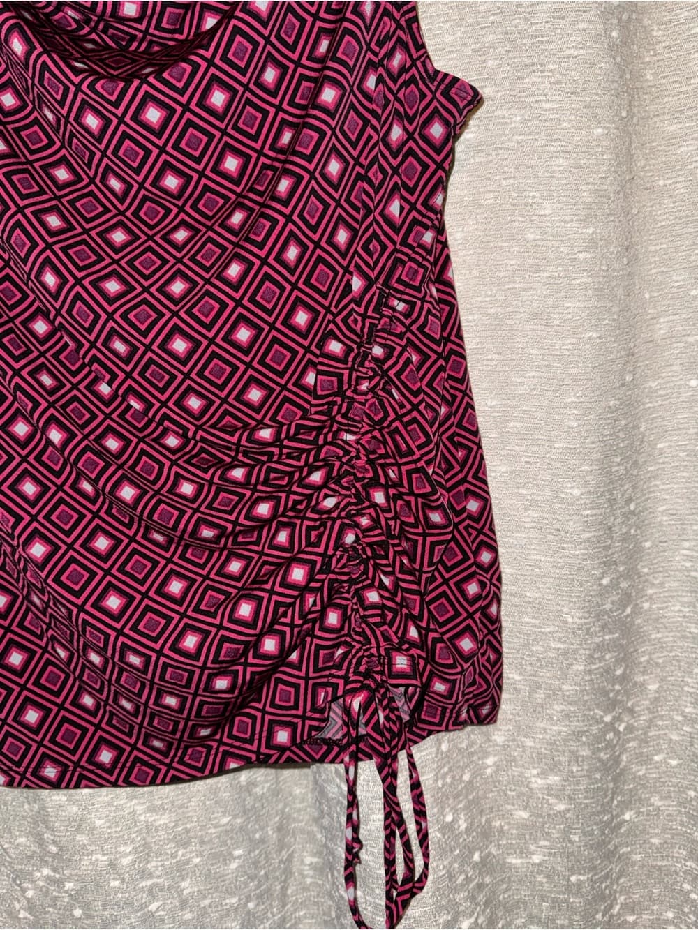 NWOT Y2K George Women's Pink Geometric Sleeveless Cowl Neck Top medium - Thumbnail 2