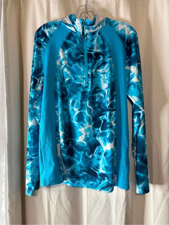 Habitat Blue Water-Print Quarter-Zip Rash Guard EUC! Size small| Beach|pool - Thumbnail 3