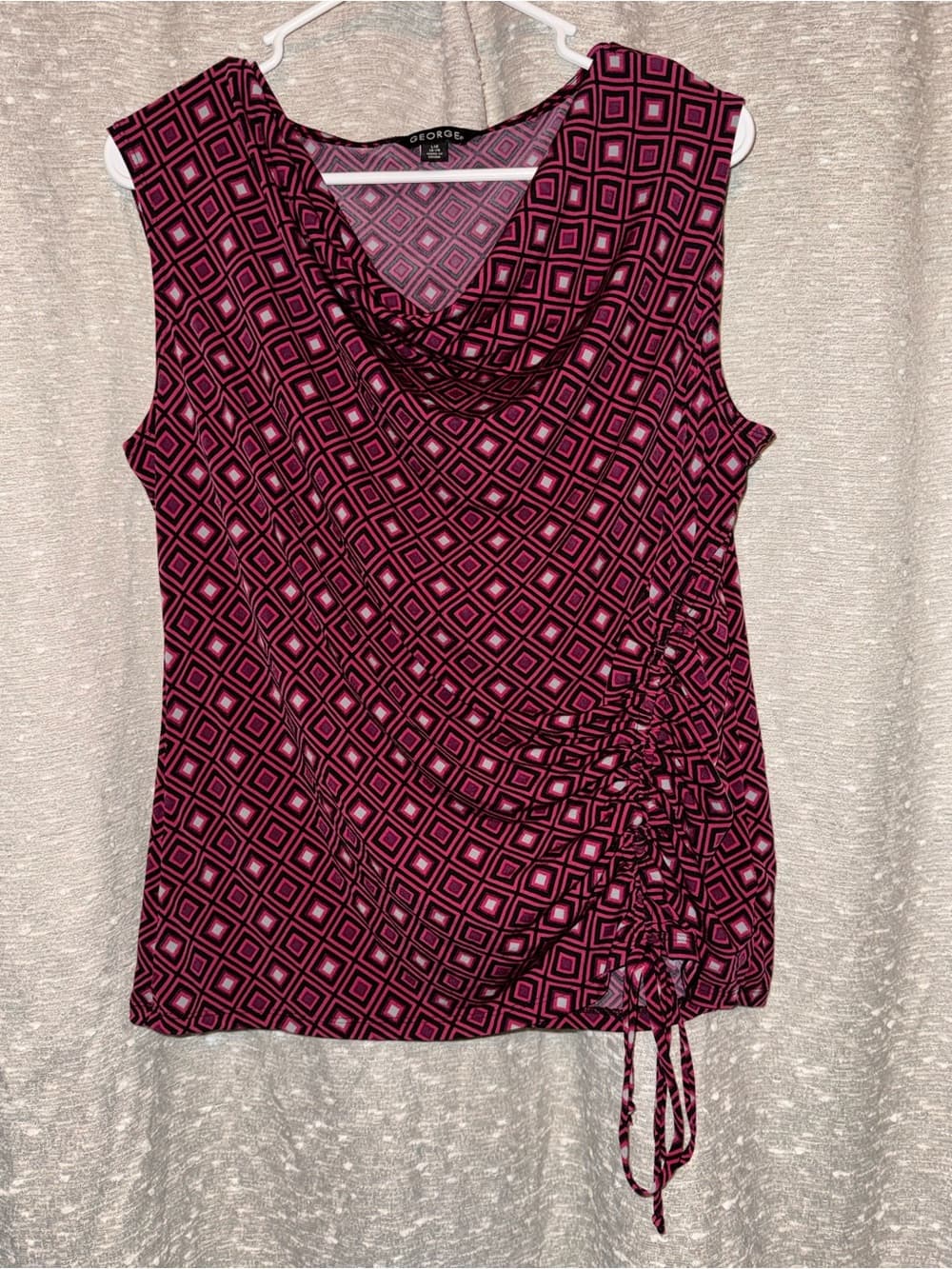 NWOT Y2K George Women's Pink Geometric Sleeveless Cowl Neck Top medium - Thumbnail 4