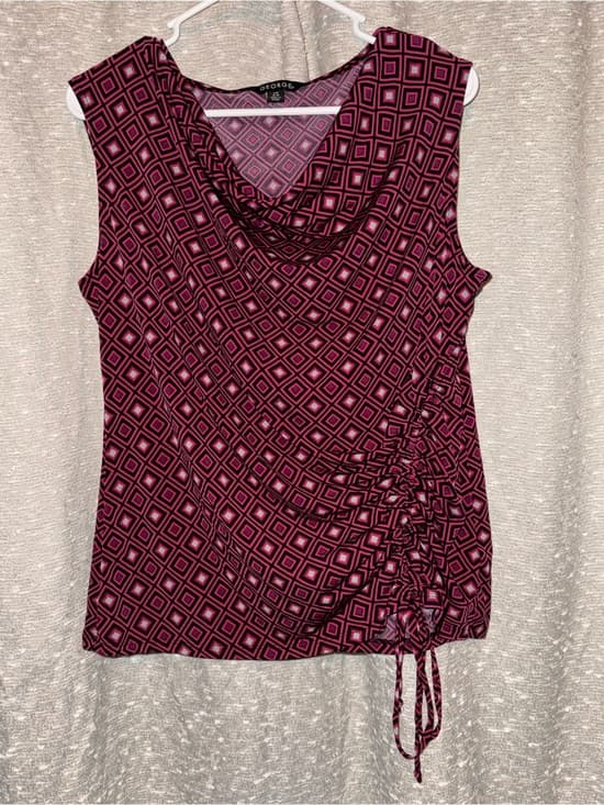 NWOT Y2K George Women's Pink Geometric Sleeveless Cowl Neck Top medium - Thumbnail 5