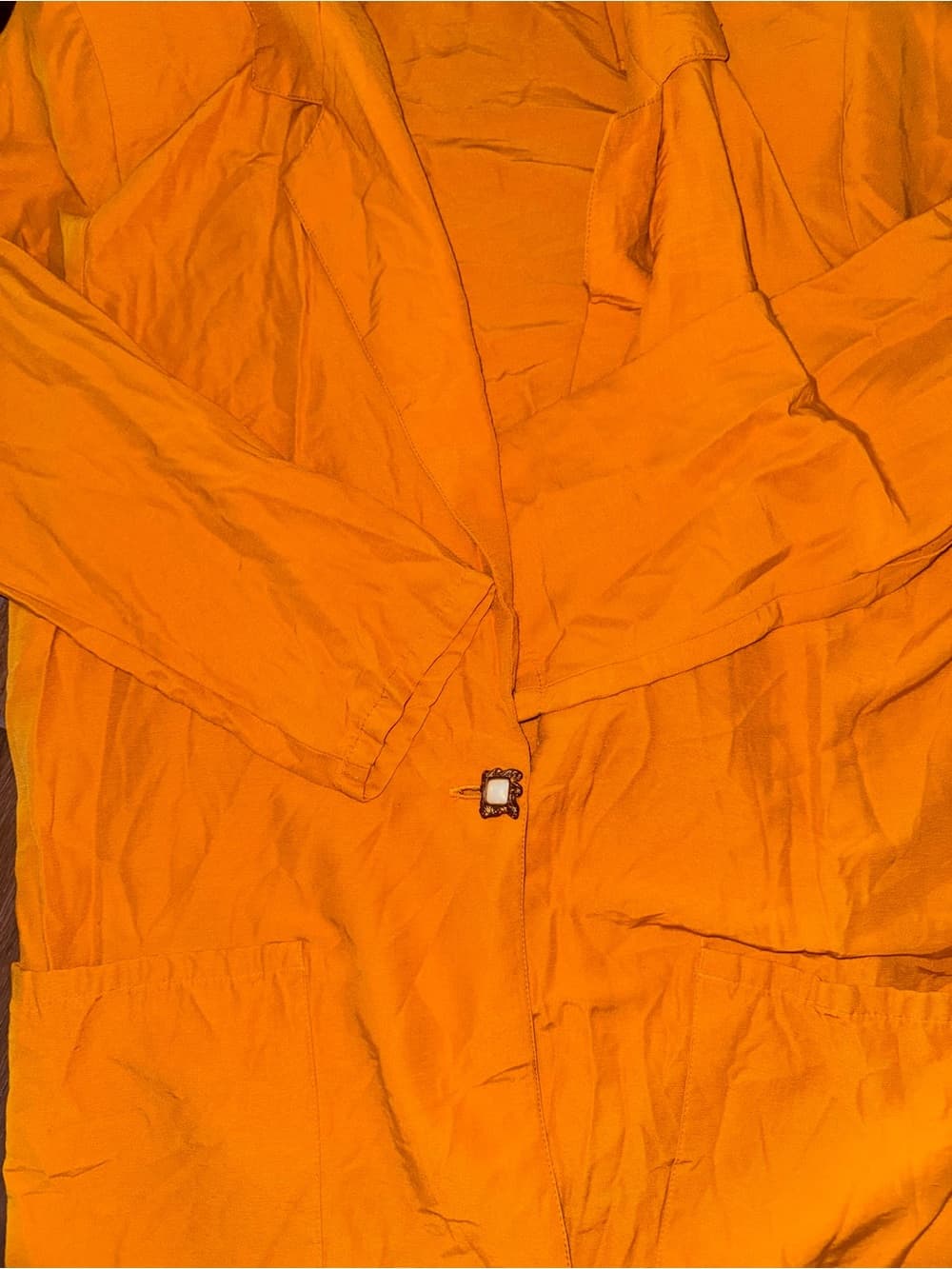 VTG Women's Lightweight Mustard Orange Blazer Jacket - Thumbnail 5