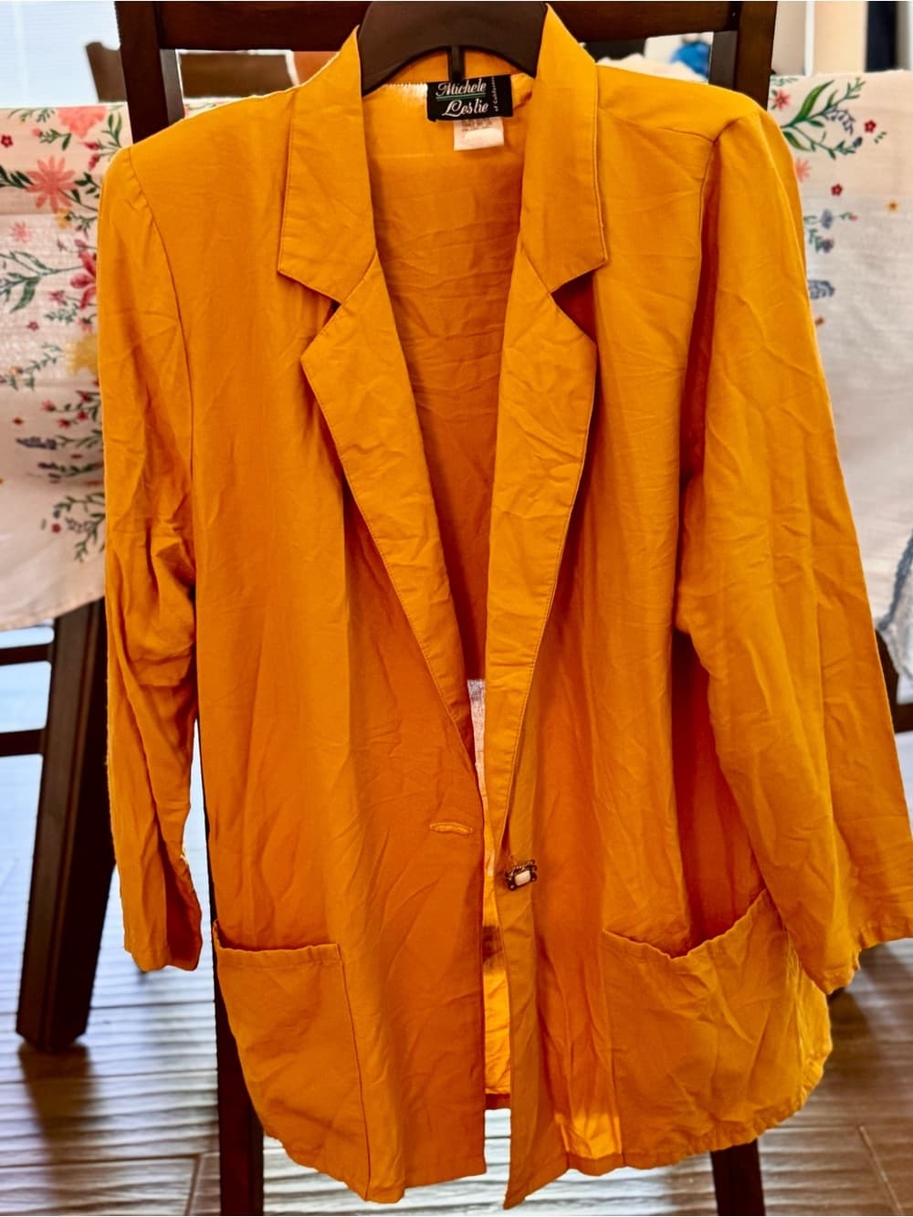 VTG Women's Lightweight Mustard Orange Blazer Jacket