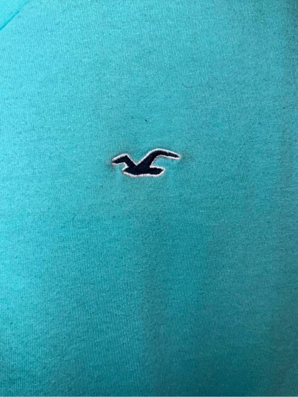Hollister Men's V-Neck Tee in Turquoise