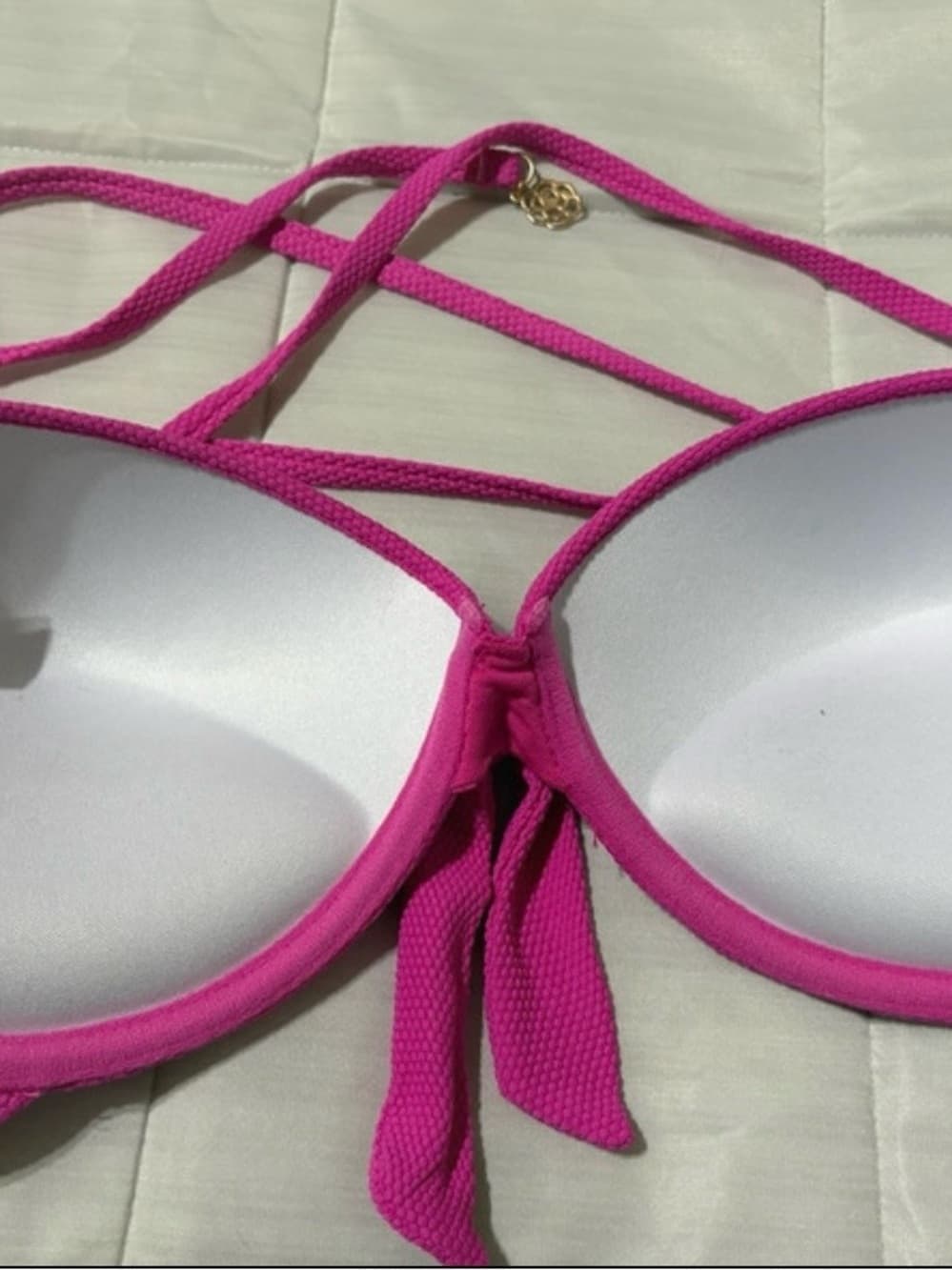 Jessica Simpson Fuchsia Tie-Front Halter Bikini Top - Thumbnail 2