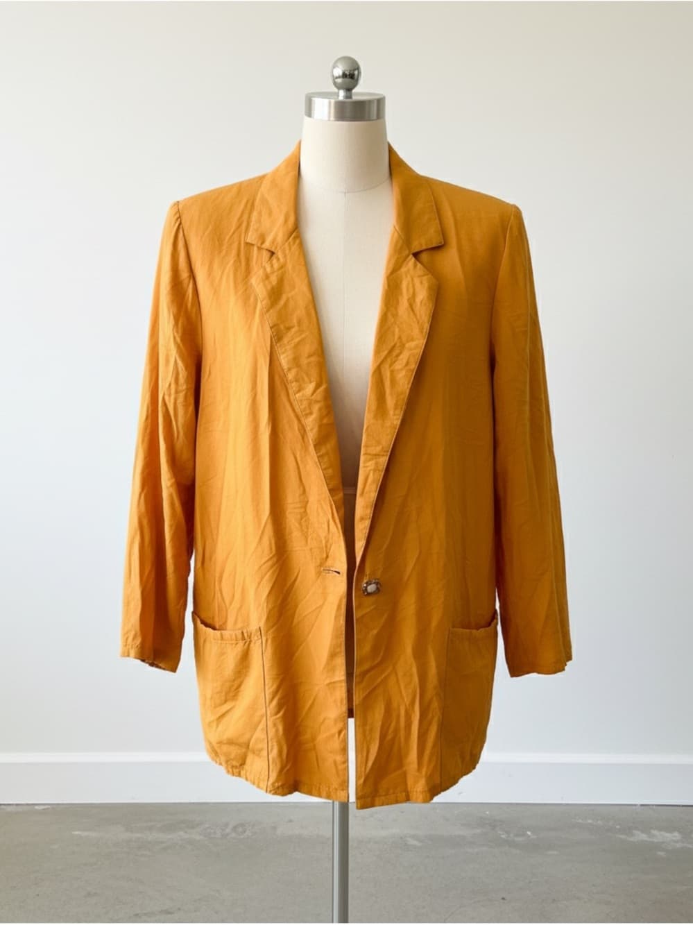 VTG Women's Lightweight Mustard Orange Blazer Jacket - Thumbnail 7