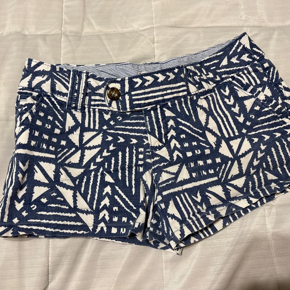 Red Camel Navy‎ & White Geometric High-Waist Shorts - Thumbnail 3