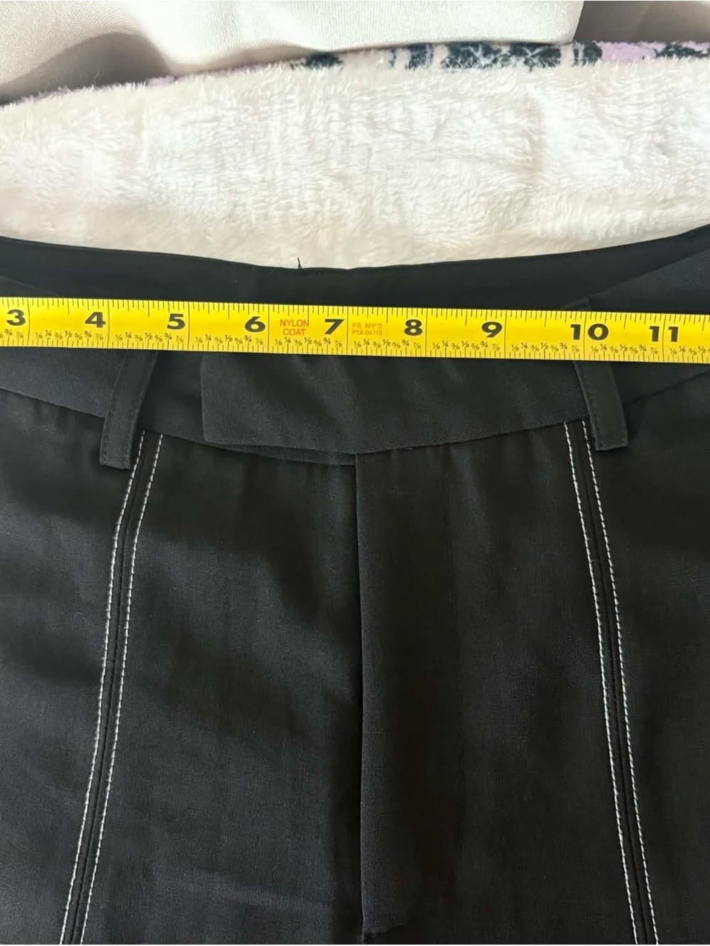 Princess Polly Black Straight-Leg Pants with White Stitching size 2 - Thumbnail 3