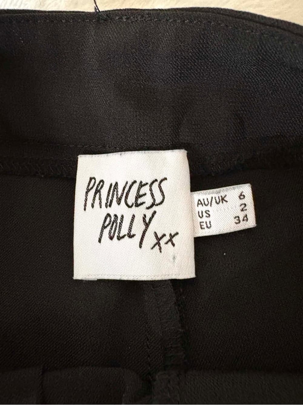 Princess Polly Black Straight-Leg Pants with White Stitching size 2 - Thumbnail 4