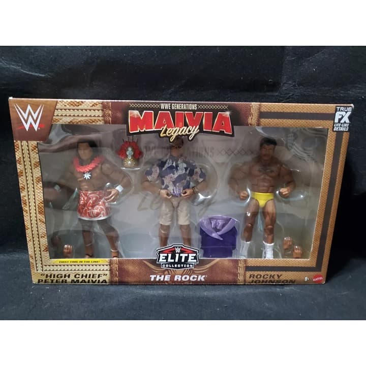 WWE Mattel Elite The Rock WWE Generations Maivia Legacy 3-Pack Exclusive NEW