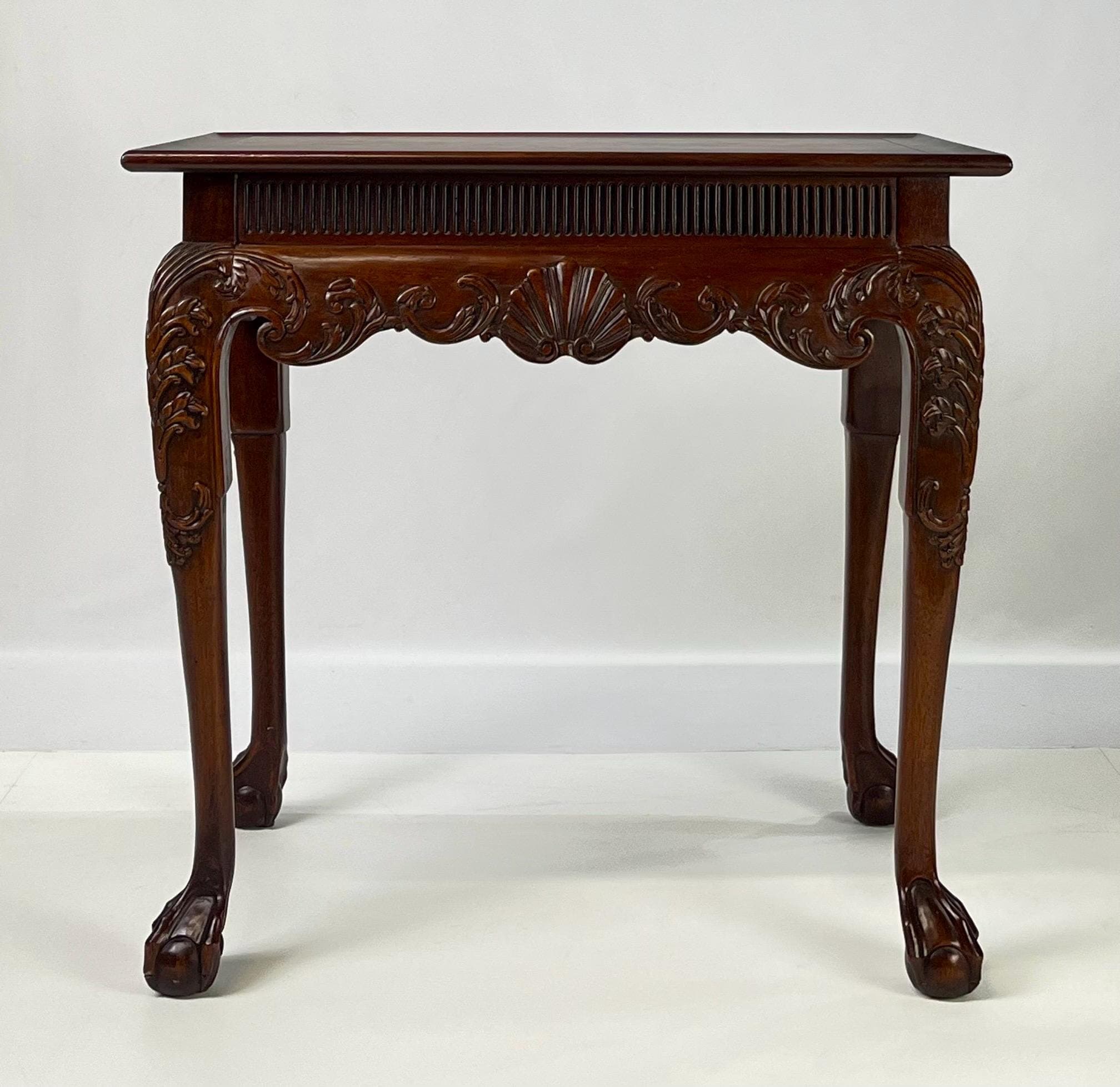 Hekman Chippendale Style Walnut Burl Tea Table With Pull-Out Slides - Thumbnail 6