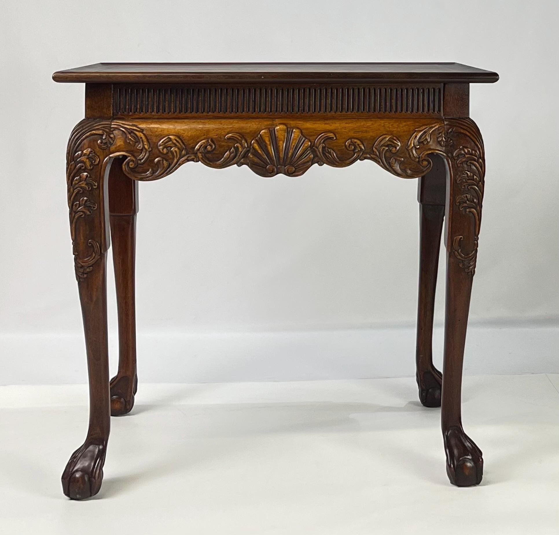 Hekman Chippendale Style Walnut Burl Tea Table With Pull-Out Slides - Thumbnail 3