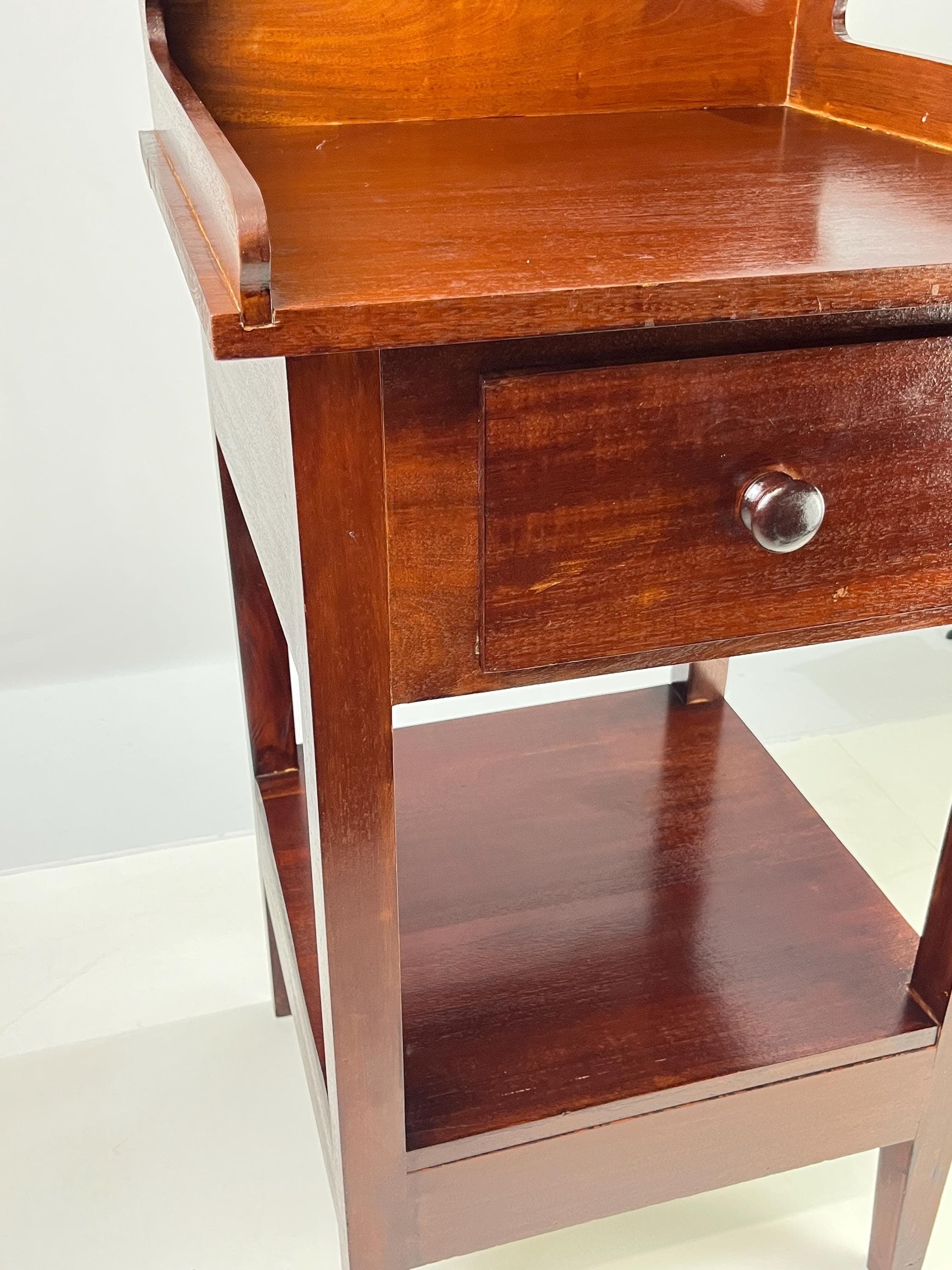 Antique Country Solid Mahogany Washstand / Bedside Table - Thumbnail 15