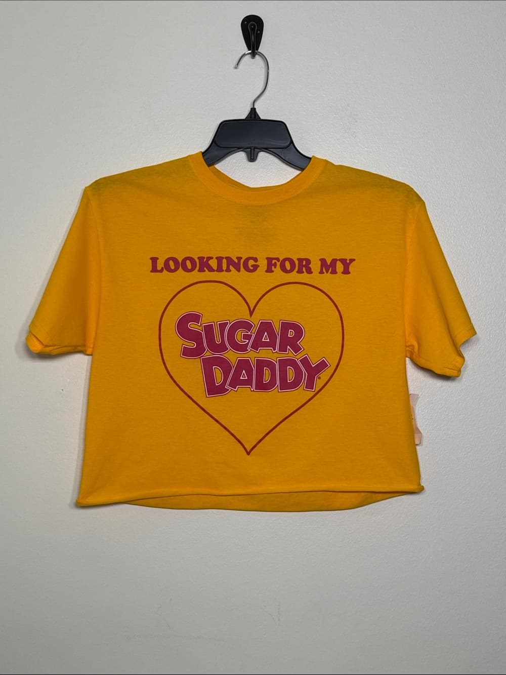 Cropped Yellow 'Looking For My Sugar Daddy' Graphic Tee | Size Medium - Thumbnail 5