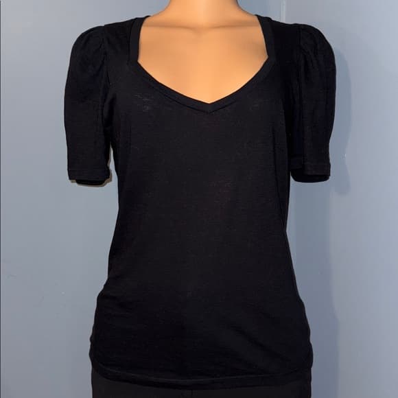 Evereve Sundry Black Puff Sleeve Top – Chic and Versatile, Size 0 - Thumbnail 7