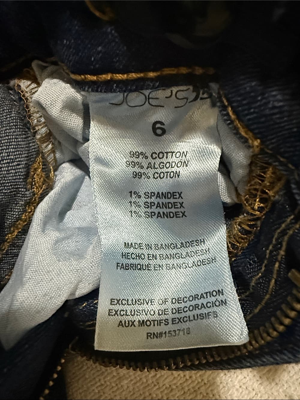 Joe's Jeans Dark Blue Kids Denim Jeans with Gold Stitching | Boys Size 6 - Thumbnail 6