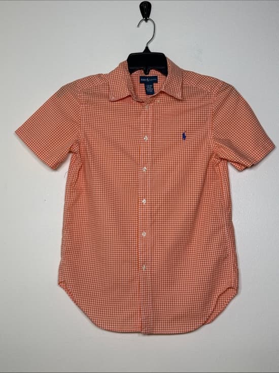 Ralph Lauren Orange Gingham Short-Sleeve Button-Down Shirt | Size Large (14-16) - Thumbnail 5