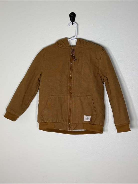 Vintage Kids Hooded Zip Sweatshirt - Brown - Thumbnail 8