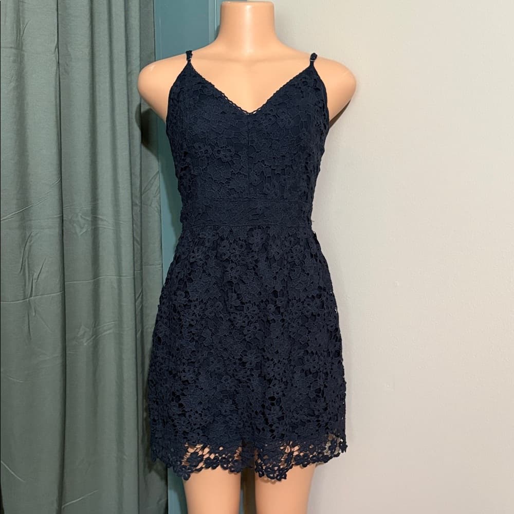 Navy Lace Mini Dress – Abercrombie & Fitch | Size Small (Juniors) - Thumbnail 5