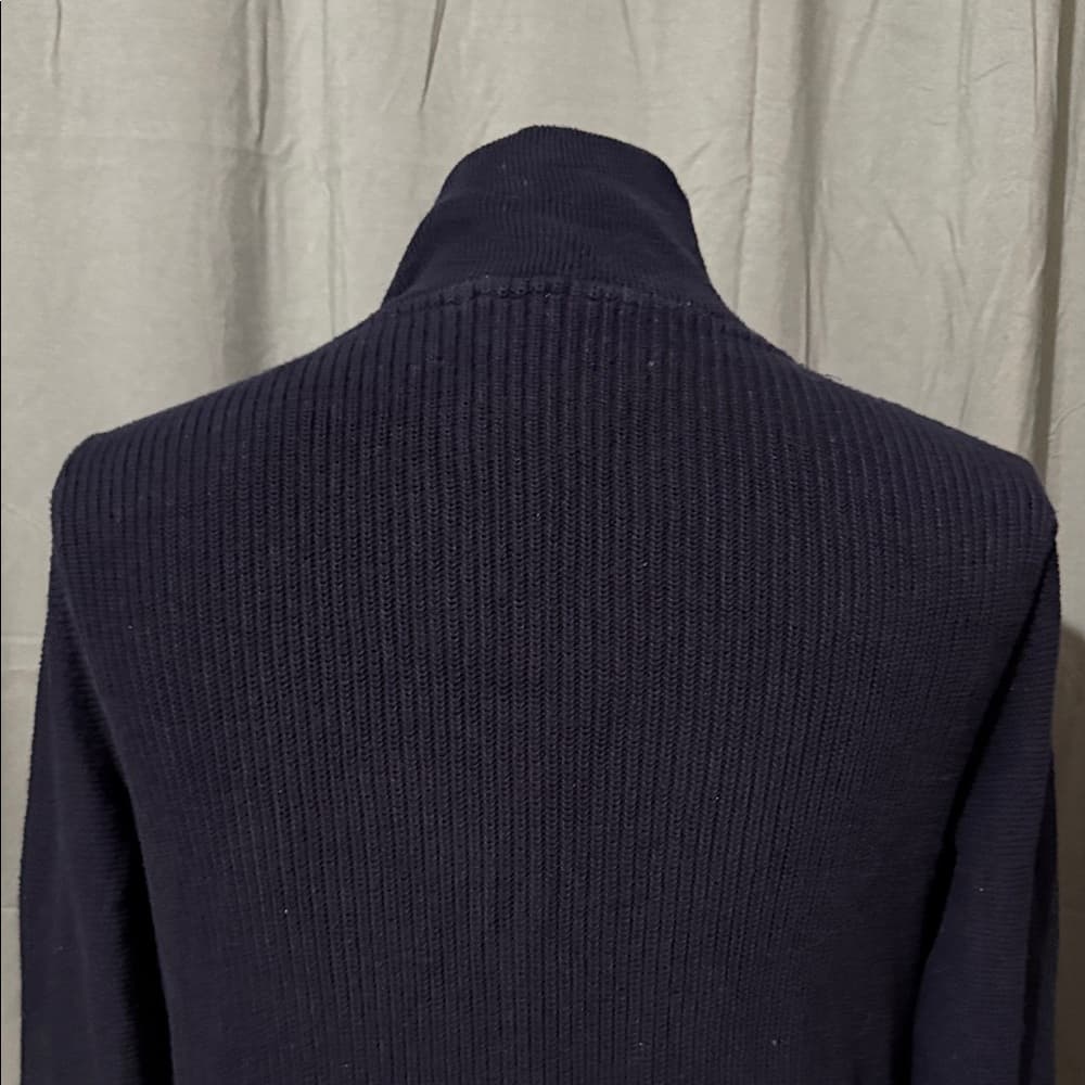 Guess Black Knit Asymmetrical Zip Moto Sweater Jacket | Size Large - Thumbnail 3