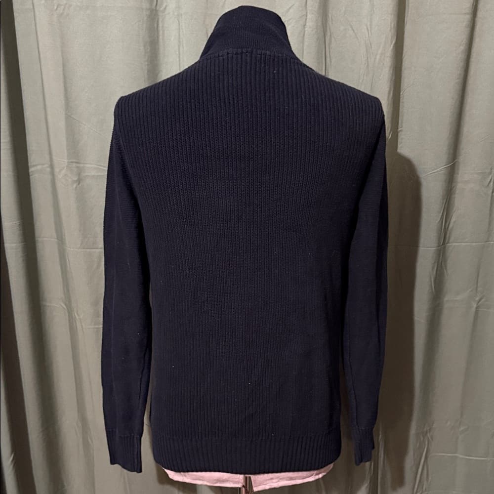 Guess Black Knit Asymmetrical Zip Moto Sweater Jacket | Size Large - Thumbnail 2