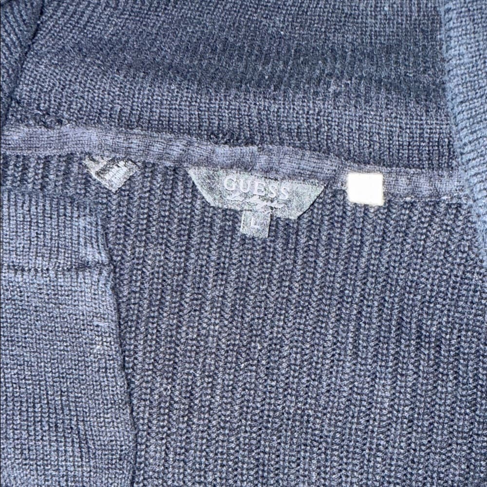 Guess Black Knit Asymmetrical Zip Moto Sweater Jacket | Size Large - Thumbnail 4