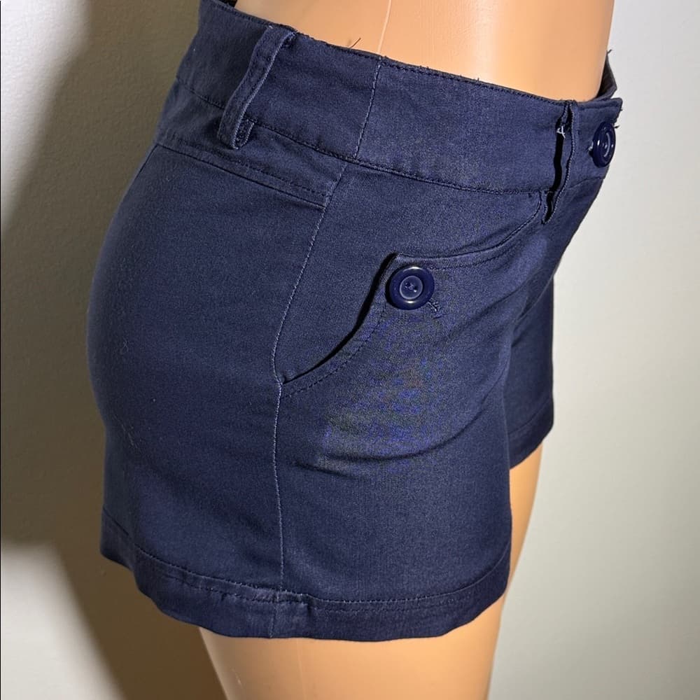 Navy Blue Low-Rise Mini Shorts | Size medium - Waist 14.5” - Thumbnail 3