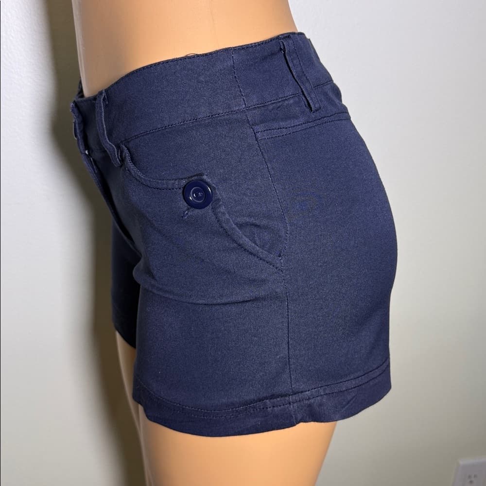 Navy Blue Low-Rise Mini Shorts | Size medium - Waist 14.5” - Thumbnail 2