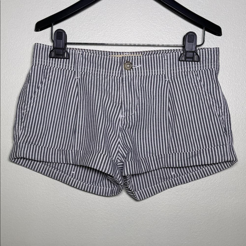 Gray and white striped Hollister shorts - Thumbnail 4