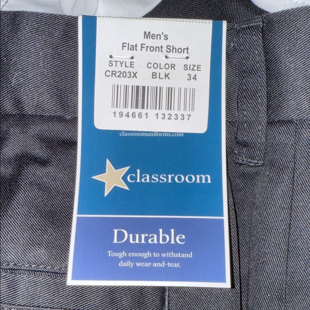Men's Black Flat Front Shorts - Thumbnail 2