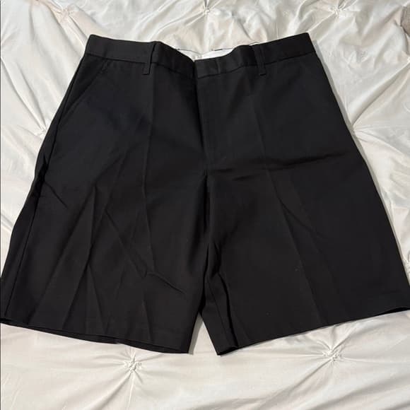 Men's Black Flat Front Shorts - Thumbnail 4